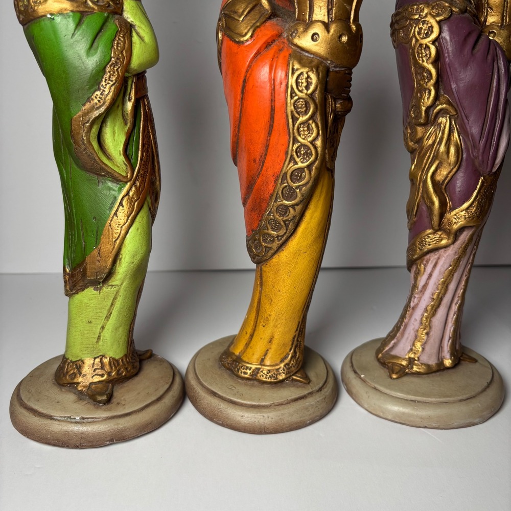 Vintage Set of Wise Men Nativity Figures Candle Holders Christmas Decor Ceramic - Picture 11 of 16
